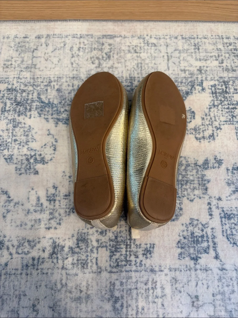 J. Crew Girls Metallic Gold Ballet Flats with Bow